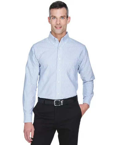 8970 UltraClub® Men's Classic Wrinkle-Free Blend  BLUE/ WHITE front view