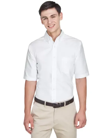 8972 UltraClub® Men's Classic Wrinkle-Free Blend  WHITE front view