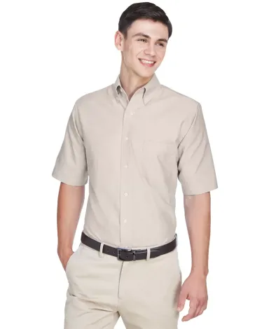 8972 UltraClub® Men's Classic Wrinkle-Free Blend  TAN front view