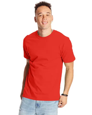 5180 Hanes® Beefy®-T in Poppy red front view