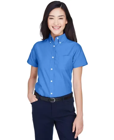 8973 UltraClub® Ladies' Classic Wrinkle-Free Blen FRENCH BLUE front view