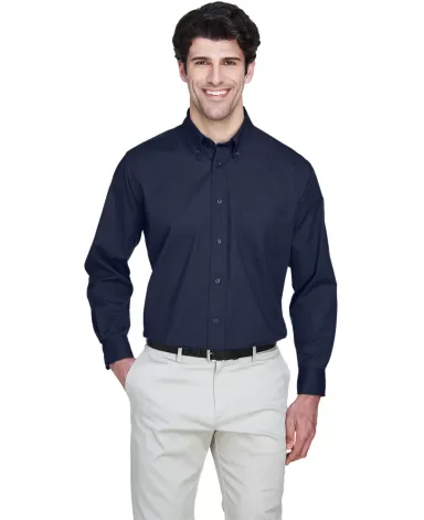 8975 UltraClub® Men's Whisper Twill Blend Woven S NAVY front view