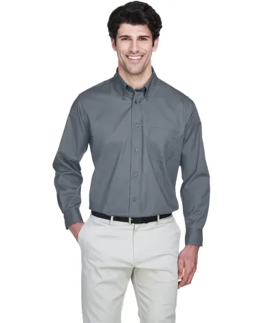 8975 UltraClub® Men's Whisper Twill Blend Woven S GRAPHITE front view