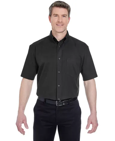 8977 UltraClub® Adult Whisper Twill Blend Short-S BLACK front view