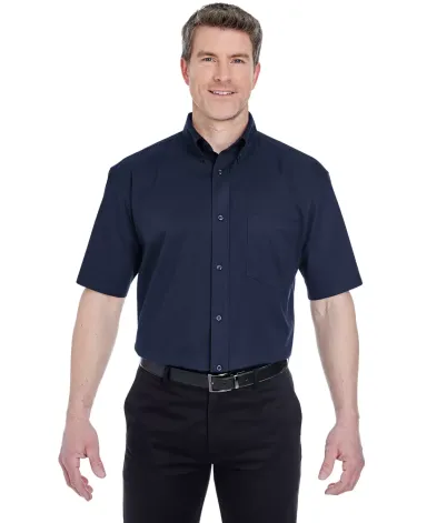 8977 UltraClub® Adult Whisper Twill Blend Short-S NAVY front view