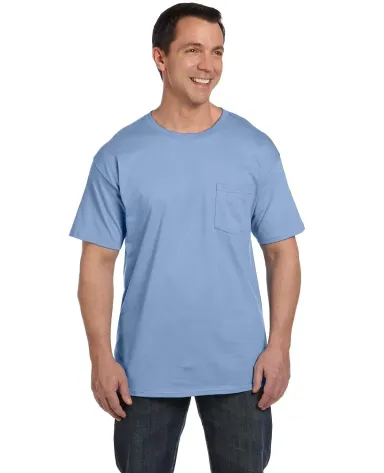 5190 Hanes® Beefy®-T with Pocket in Light blue front view