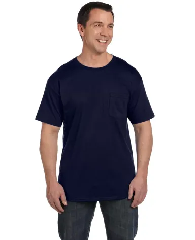 5190 Hanes® Beefy®-T with Pocket in Navy front view