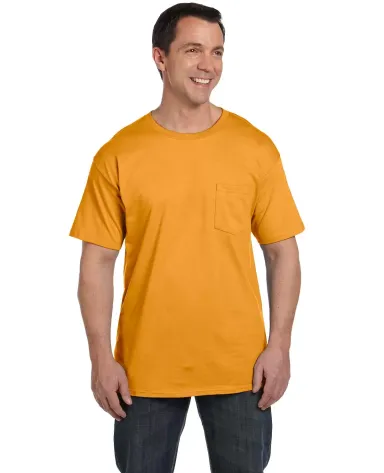 5190 Hanes® Beefy®-T with Pocket in Gold front view