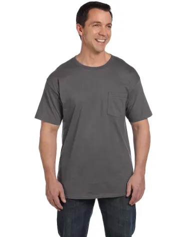 5190 Hanes® Beefy®-T with Pocket in Smoke gray front view