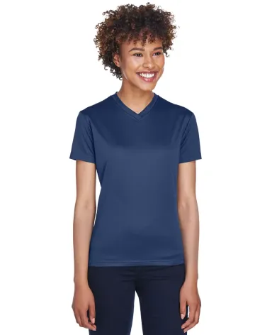 8400L UltraClub® Ladies' Cool & Dry Sport V-Neck  NAVY front view