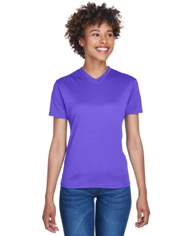 8400L UltraClub® Ladies' Cool & Dry Sport V-Neck  PURPLE front view