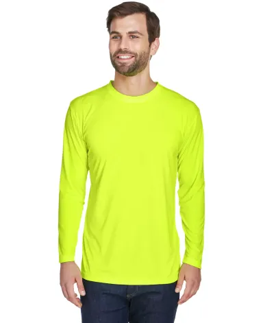 8422 UltraClub® Adult Cool & Dry Sport Long-Sleev BRIGHT YELLOW front view