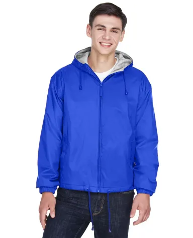 8915 UltraClub® Adult Nylon Fleece-Lined Hooded J ROYAL front view