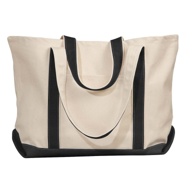 8872 Liberty Bags - 16 Ounce Cotton Canvas Tote in Natural/ black front view