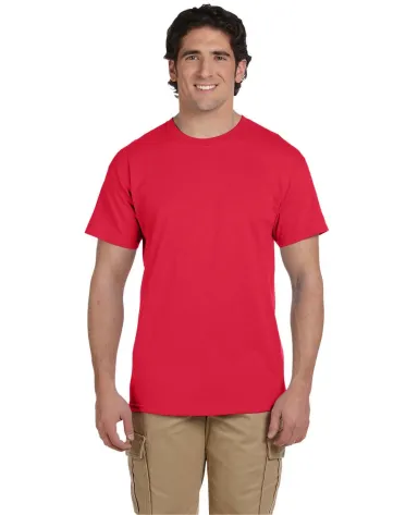 3931 Fruit of the Loom Adult Heavy Cotton HDTM T-S in Fiery red front view