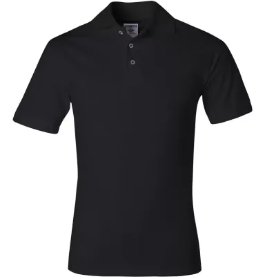 J100 Jerzees Adult Cotton Jersey Polo BLACK front view