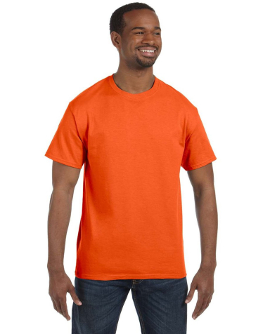 29 Jerzees Adult Heavyweight 50/50 Blend T-Shirt in Safety orange front view