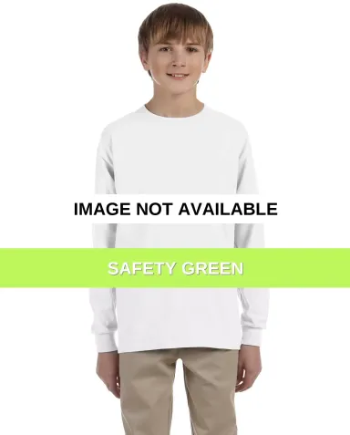 29BL Jerzees Youth Long-Sleeve Heavyweight 50/50 B SAFETY GREEN front view