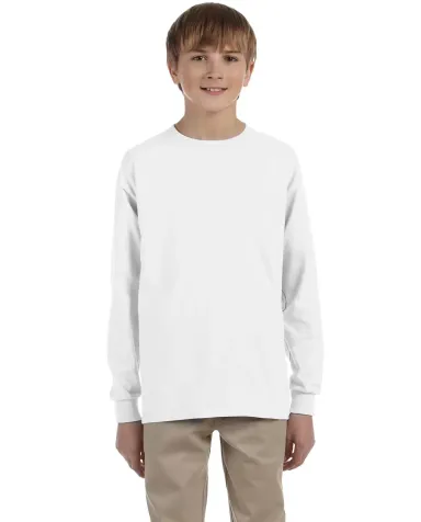 29BL Jerzees Youth Long-Sleeve Heavyweight 50/50 B WHITE front view