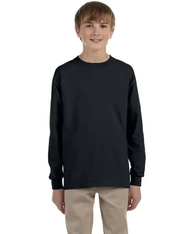 29BL Jerzees Youth Long-Sleeve Heavyweight 50/50 B BLACK front view