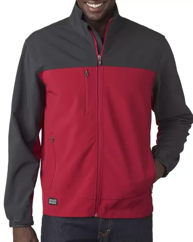 5350 DRI DUCK - Motion Soft Shell Jacket RED/ CHARCOAL front view