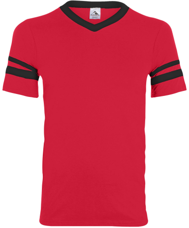 360 Augusta Sportswear Sleeve Stripe Jersey in Red/ black front view