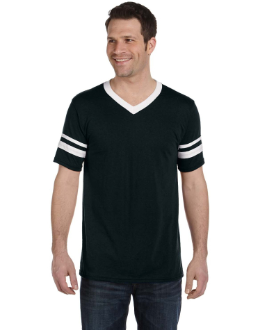 360 Augusta Sportswear Sleeve Stripe Jersey in Black/ white front view