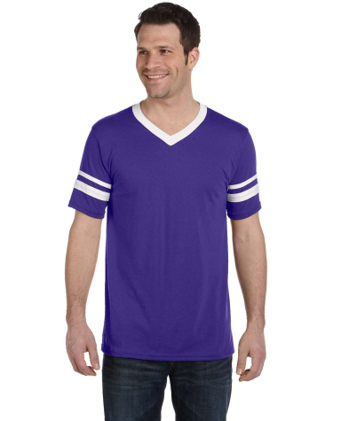 360 Augusta Sportswear Sleeve Stripe Jersey in Purple/ white front view