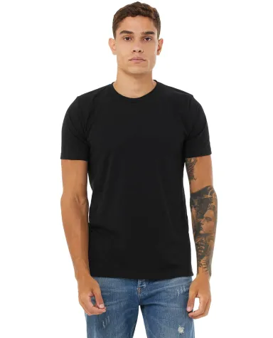 BELLA+CANVAS 3650 Mens Poly-Cotton T-Shirt in Black front view