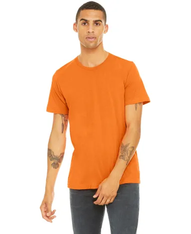 BELLA+CANVAS 3650 Mens Poly-Cotton T-Shirt in Neon orange front view