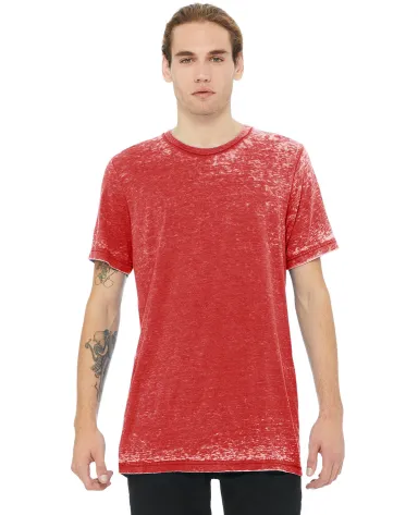 BELLA+CANVAS 3650 Mens Poly-Cotton T-Shirt in Red acid wash front view