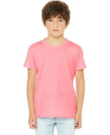 BELLA+CANVAS 3001Y Jersey Youth T-Shirt in Neon pink front view