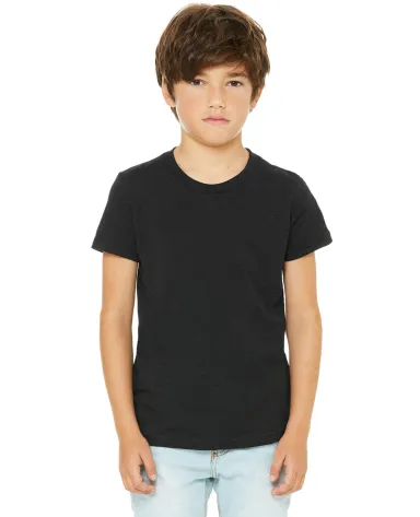 BELLA+CANVAS 3001Y Jersey Youth T-Shirt in Black heather front view