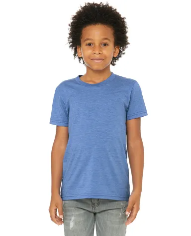 BELLA+CANVAS 3001Y Jersey Youth T-Shirt in Hthr colum blue front view