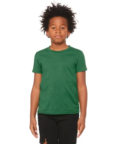 BELLA+CANVAS 3001Y Jersey Youth T-Shirt in Hthr grass green front view