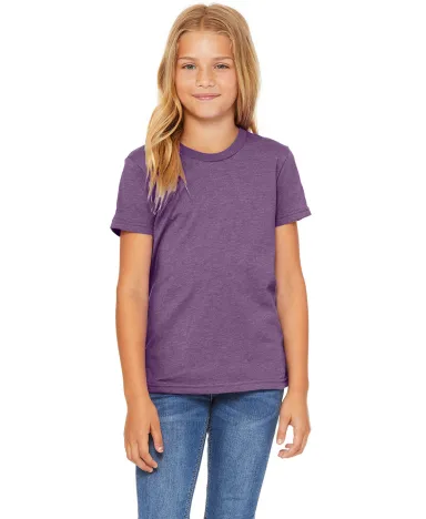 BELLA+CANVAS 3001Y Jersey Youth T-Shirt in Hthr team purple front view