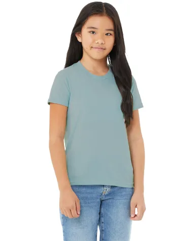 BELLA+CANVAS 3001Y Jersey Youth T-Shirt in Hthr blue lagoon front view