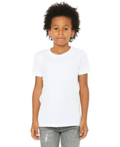 BELLA+CANVAS 3001Y Jersey Youth T-Shirt in Solid wht blend front view