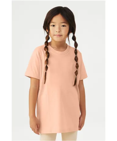 BELLA+CANVAS 3001Y Jersey Youth T-Shirt in Heather peach front view