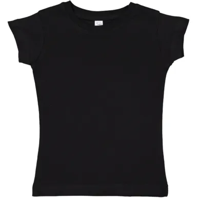 3316 Rabbit Skins® Toddler Girls Fine Jersey T-Sh in Black front view