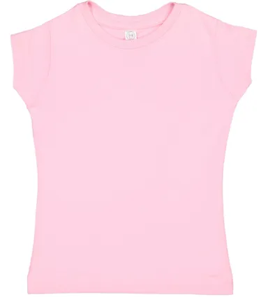 3316 Rabbit Skins® Toddler Girls Fine Jersey T-Sh in Pink front view