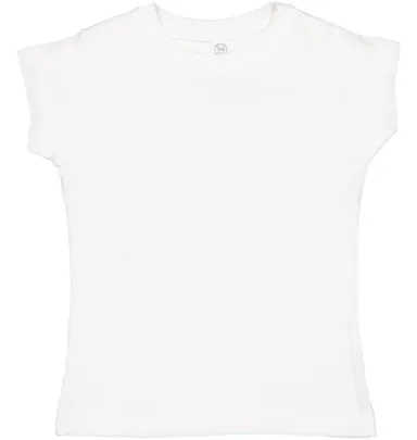3316 Rabbit Skins® Toddler Girls Fine Jersey T-Sh in White front view