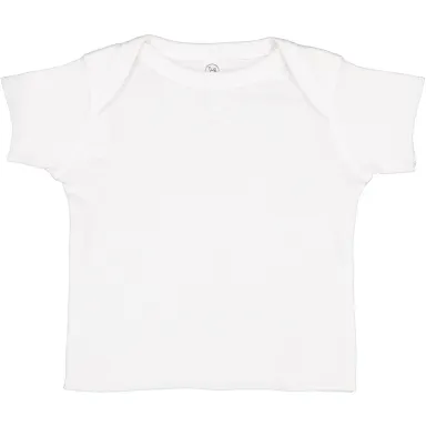 3400 Rabbit Skins® Infant Lap Shoulder T-shirt in White front view