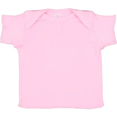 3400 Rabbit Skins® Infant Lap Shoulder T-shirt in Pink front view