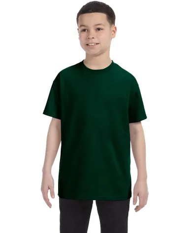 5000B Gildan™ Heavyweight Cotton Youth T-shirt  in Forest green front view