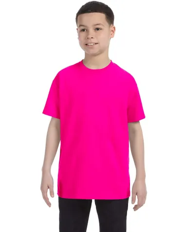 5000B Gildan™ Heavyweight Cotton Youth T-shirt  in Heliconia front view