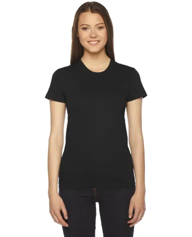 2102 American Apparel Girly Fine Jersey Tee in Black front view