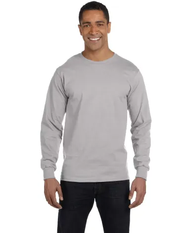 5286 Hanes® Heavyweight Long Sleeve T-shirt in Light steel front view