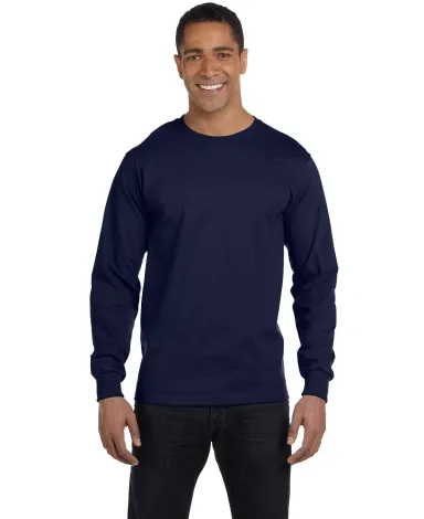 5286 Hanes® Heavyweight Long Sleeve T-shirt in Navy front view