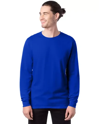 5286 Hanes® Heavyweight Long Sleeve T-shirt in Athletic royal front view
